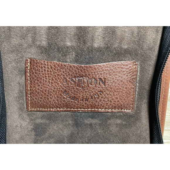 Ashton Pen Holder Case Brown Leather Suede Lining Zipper Closure Collectors USA - Picture 8 of 8